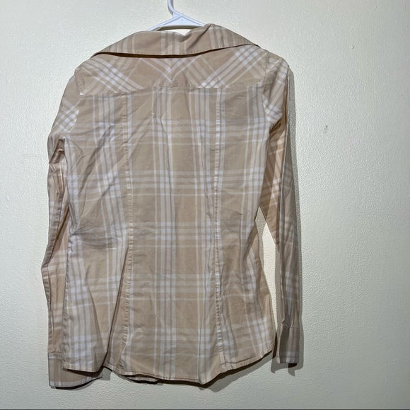 Banana republic women’s button down shirt beige w white stripes, size S - Picture 2 of 10